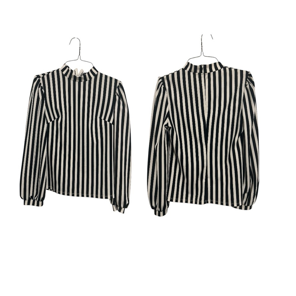 Black and White Striped Blouse